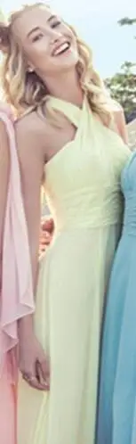 Недорогие длинные шифоновые платья-терапция конфетного цвета для подружек невесты Платья на выпускной и вечеринки - Цвет: Yellow