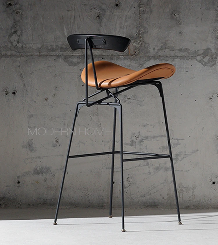 Современный классический модный дизайн Роскошный Лофт металлический популярный PU кожаный мягкий чехол высокий барный стул 1 шт