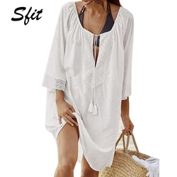 Sfit 2019 Fashion Women Beach Swimwear Cover Up Dress Summer Large Size Loose Beach Wear Sunscreen Dress Vocation Cover New Sfit 2019 Fashion Women Beach Swimwear Cover Up Dress Summer Large Size Loose Beach Wear Sunscreen Dress Vocation Cover New