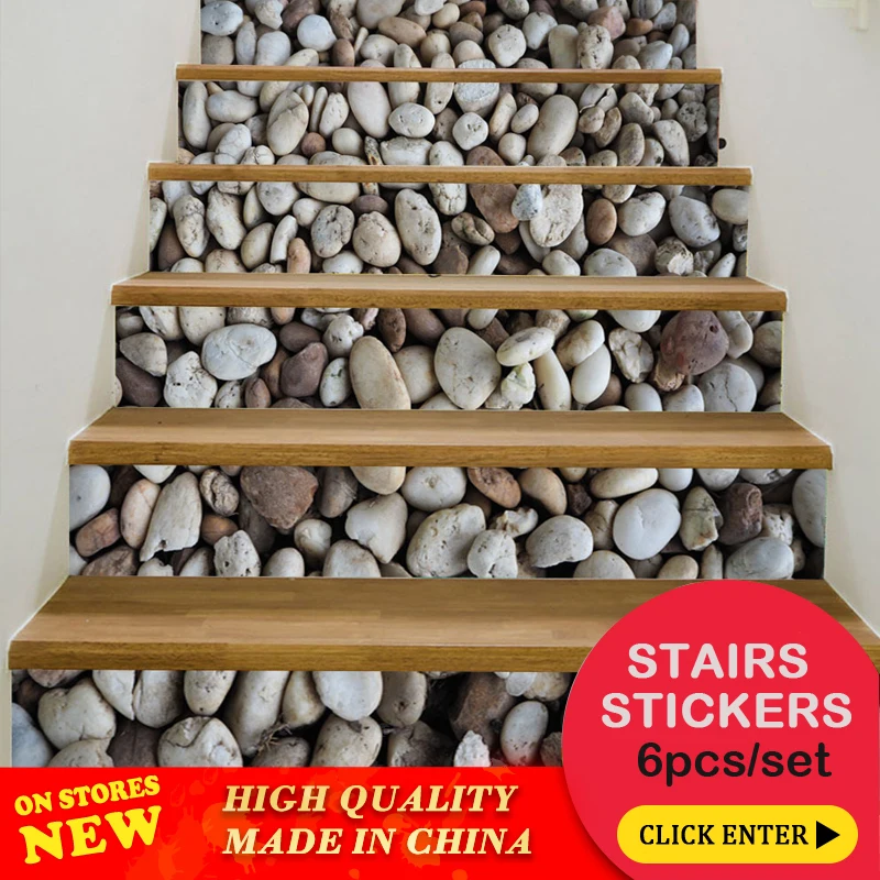 Cute DIY 3D Stairway Stickers Cobblestone Stairs Stickers Floor Wall