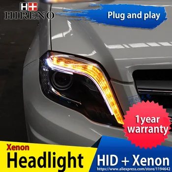

Hireno Headlamp for Mercedes-Benz GLK300 GLK260 GLK200 car Headlight Assembly LED DRL Angel Lens Double Beam HID Xenon 2pcs