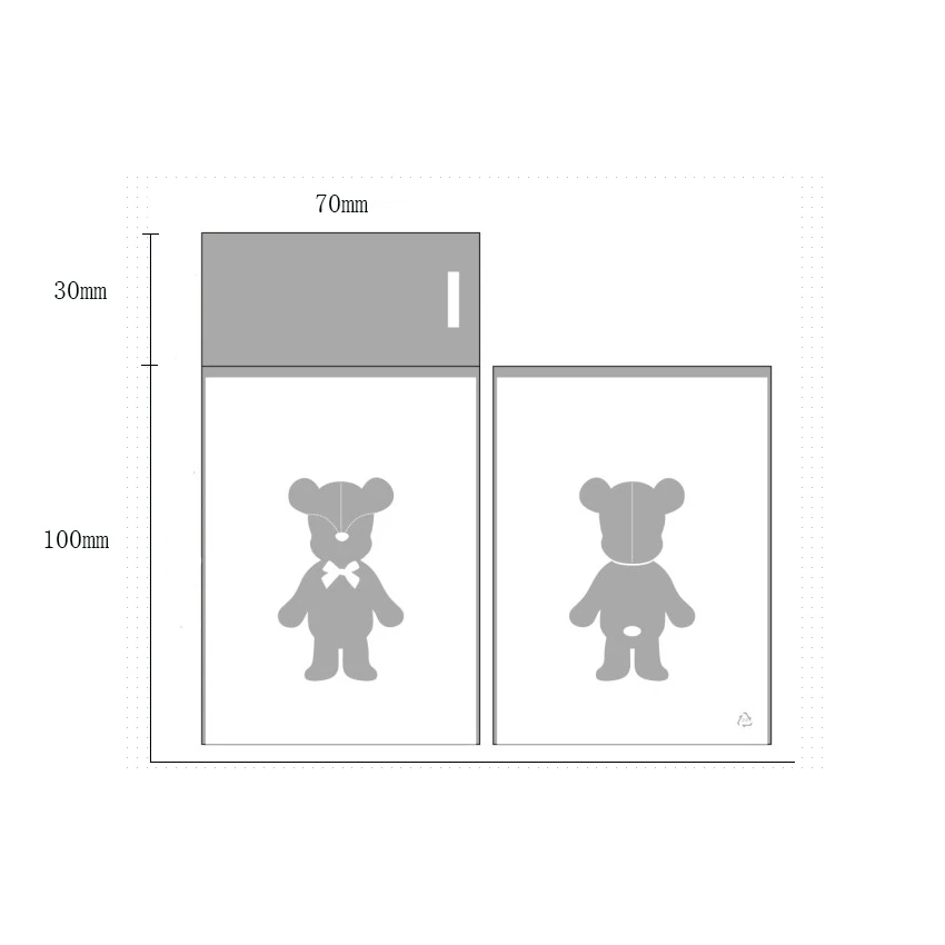 100 шт./лот 10x10 см белая упаковка для печенья Kawaii Bear самоклеящиеся пластиковые