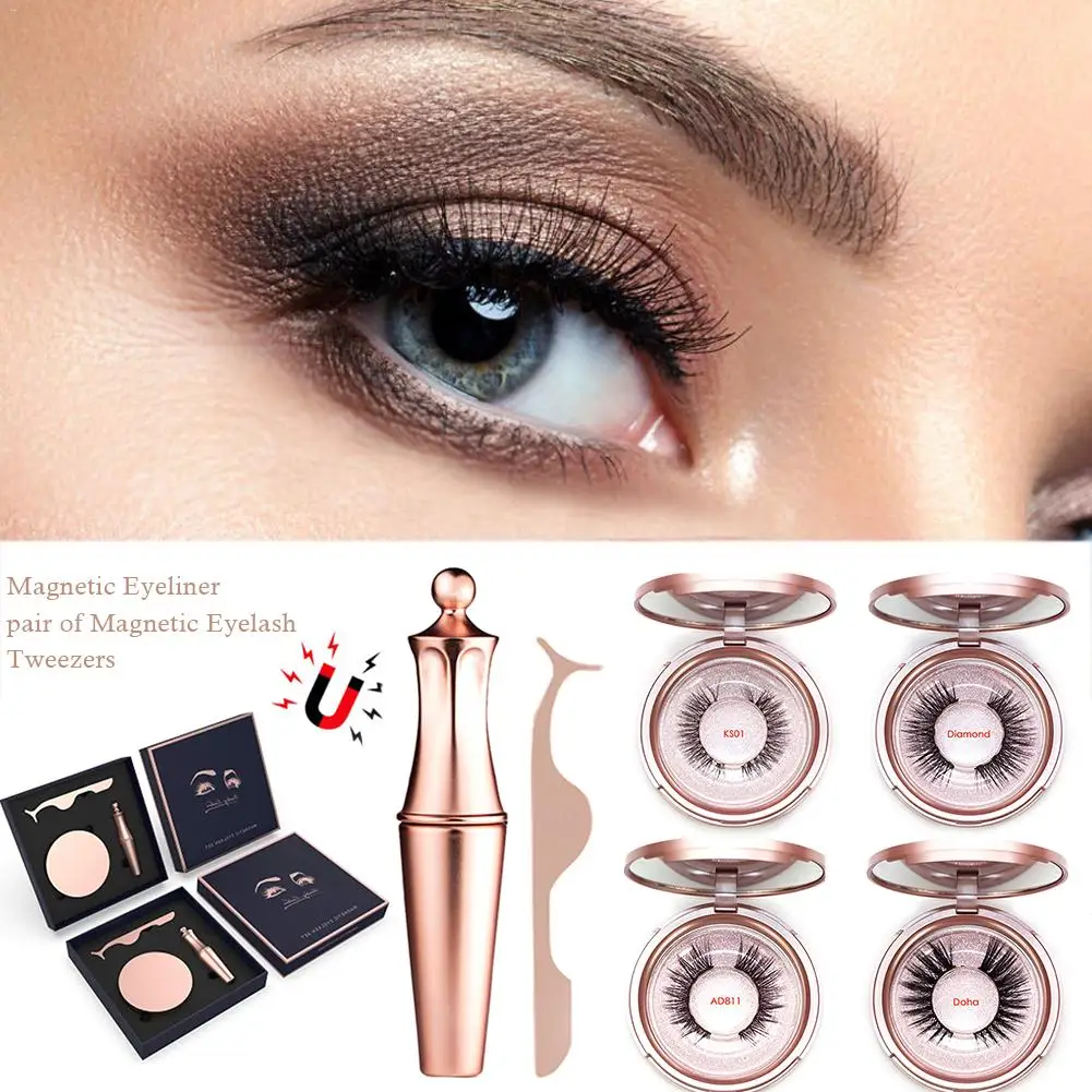 

Magnetic Eyelashes Liquid Eyeliner & Magnetic False Eyelashes & Tweezer Set Waterproof Long Lasting Eyeliner False Eyelashes