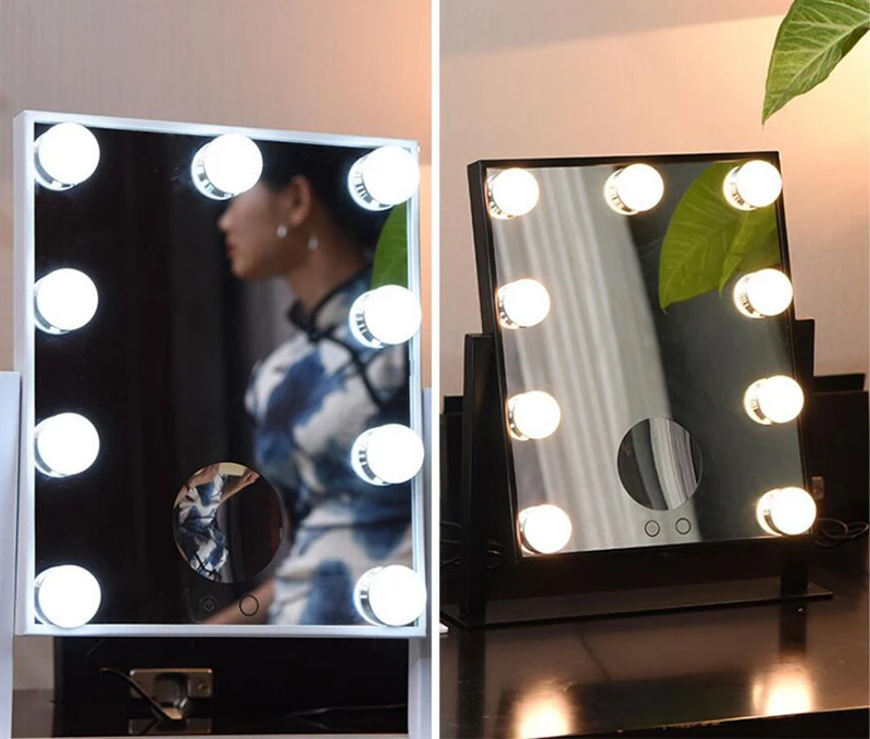 

25x30cm Hollywood Makeup Vanity Mirror with Magnification Mirror 3 color Light Cosmetic Mirror Adjustable Touch Screen