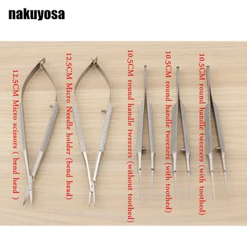 

5pcs/set ophthalmic microsurgical instruments 12.5cm scissors+Needle holders +tweezers stainless steel surgical tool