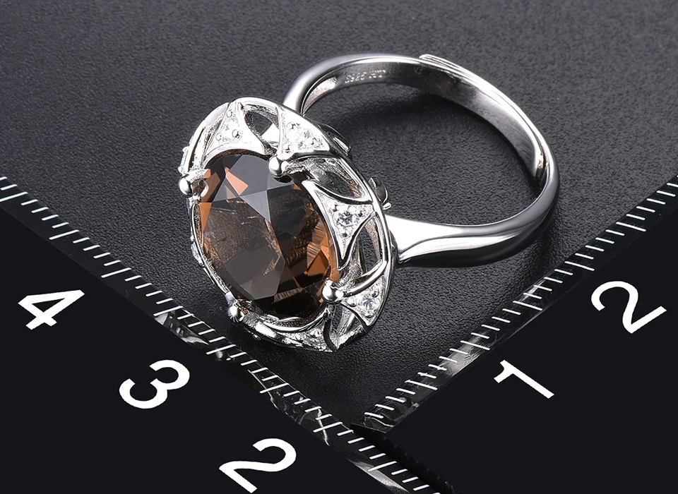 Hutang 6.57ct дымчатый кварц кольца натуральный драгоценный камень 925 серебро регулируемое Открытое кольцо хорошее ювелирное изделие элегантный дизайн для женщин Новинка