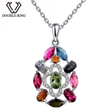 DOUBLE-R красочные Подвески Для женщин реальные Турмалин 925 стерлингов Серебряные ожерелья и Подвески подарок на день рождения Ювелирные украшения CAP02412A