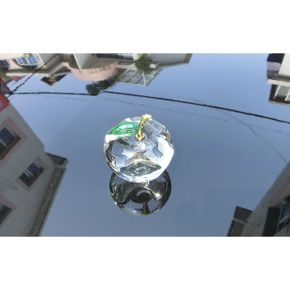Crystal Leaf Apple Glass Crafts Home Decoration Car Ornaments Figurine Miniature