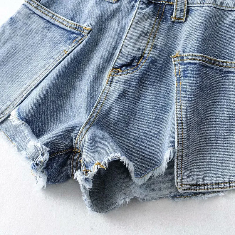 Conmoto Women Summer Shorts Fashion Pocket High Waist Shorts Female Casual Chic Burr Shorts Mujer Beach Holiday Short Pants