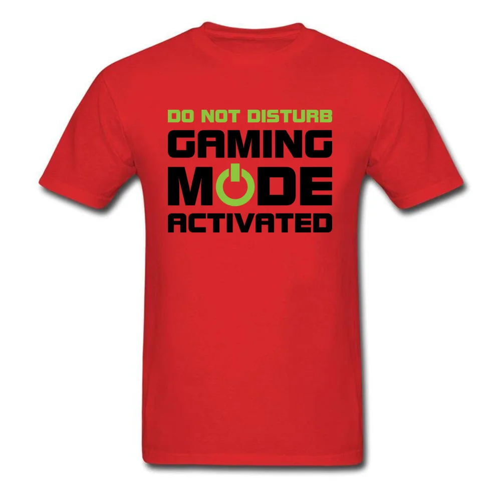Gaming Mode Activated Funny T Shirt Short Sleeve for Men 100% Cotton Fall O-Neck T-Shirt Normal Tee Shirt Retro Gaming Mode Activated red