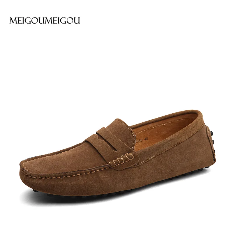 

MEIGOUMEIGOU Shoes Men Loafers Soft Moccasins High Quality Genuine Leather Shoes Men Soft Spring Flats Male Bean Driving Shoes