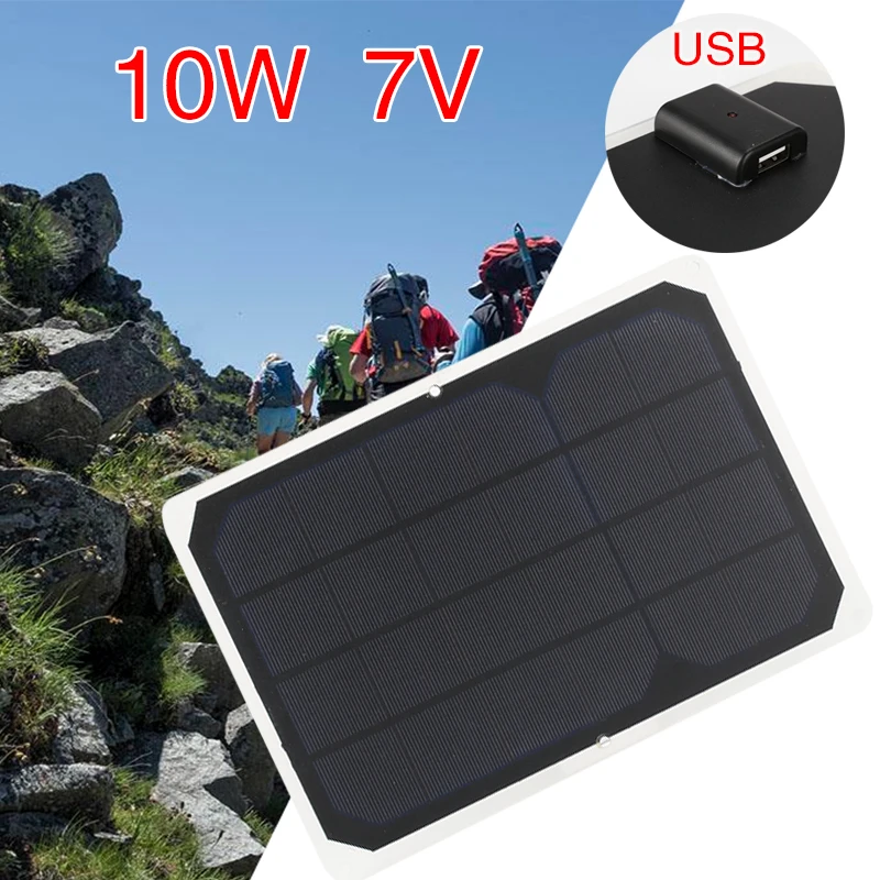 

7V 10W Solar Panel USB Port Camping Emergency Power Supply Outdoor Solar Generator Durable Fast Charger