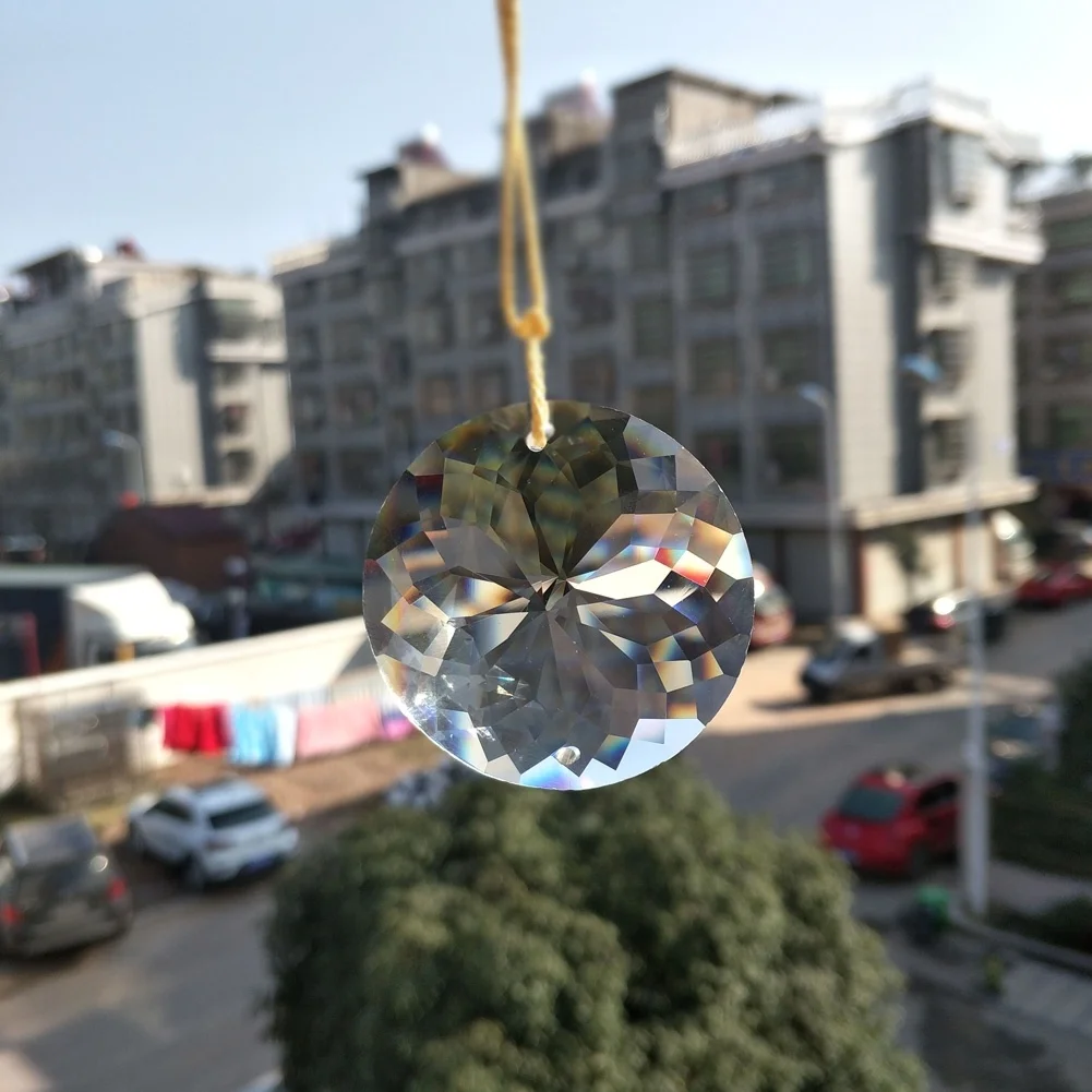 

1Pc Bling Suncatcher Round Glass Art Sun Charm Crystal Pendant Hanging Drop Lamp Prism Part DIY 45MM Home Decor