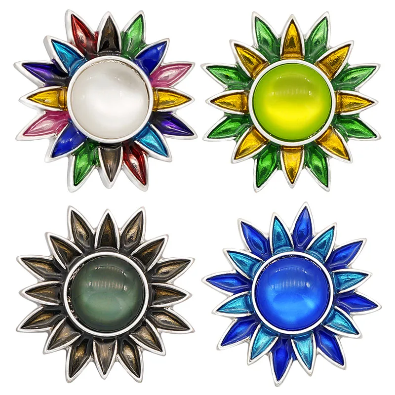 

New KZ3049 Beauty Charm Sun flowers Colorful 18MM Metal snap buttons for DIY snap jewelry wholesale
