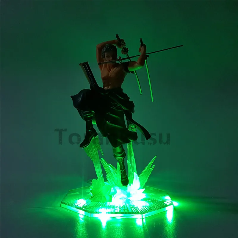 Цельная фигурка Roronoa Зоро, светодиодный светильник, модель игрушки 200 мм, ПВХ игрушка, цельная Аниме Фигурка Зоро, Diorama