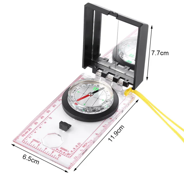 1pcs Multi functional Compass Watch Race Hiking Special Compass Baseplate With Map Scale Mapping Ruler Mirror Emergency Kit