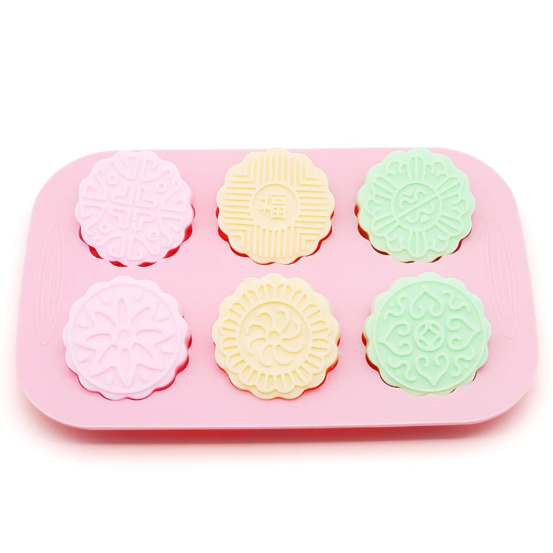 handmade silica gel soap mold silicone mould round fine pattern cake soap molds