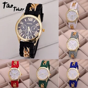 

TIke Toker Fashion Women Girl Watch Silicone Roman Numerals Quartz Wrist Watches Dropship Relogio Feminino Casual women watches