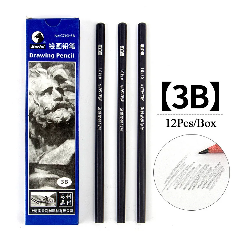 12 шт./компл. карандаш 14B матовый 12B Рисование набросков углем эскиз карандаш из мягкой кожи Твердый, рисование уголь товары для рукоделия - Цвет: Sketch Charcoal 3B