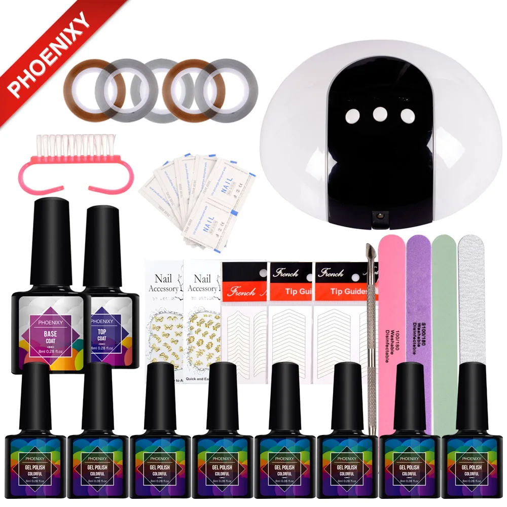 

Manicure Set For Nail Gel Polish Set 36W UV Lamp With 8Pcs Nail Polish Sets Nail Kit Gel Varnish Nail Art Set Tools For Manicure