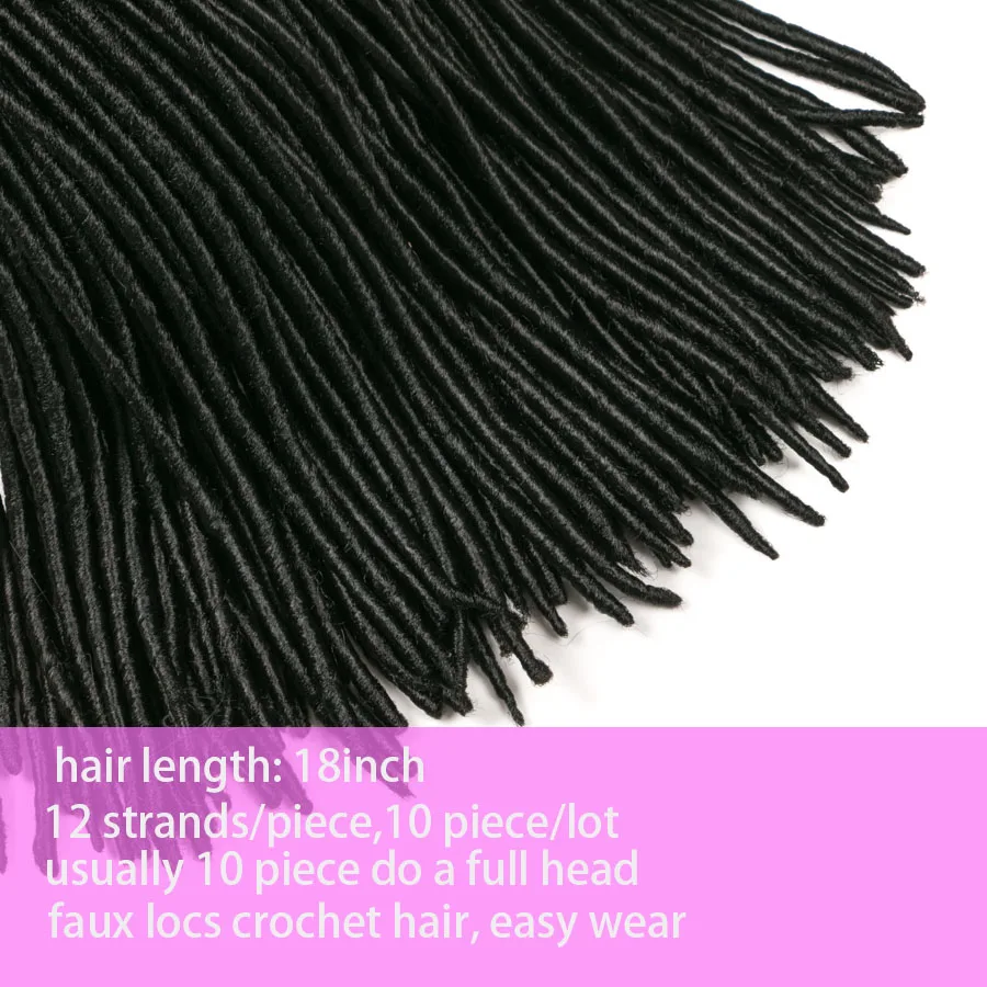 faux locs crochet hair braid 10 pack 18'' 12 strands/pack,VERVES synthetic hair extensions,black ,blond,brown color