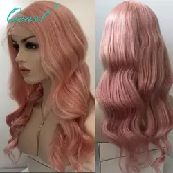 130% плотность светло-розовый цвет Синтетические волосы на кружеве парики из натуральных волос бразильский Волосы remy 13*4 предварительно