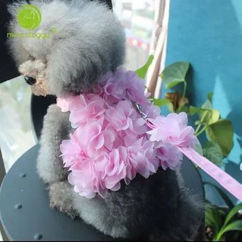 

Pink Breathable Beautiful Flowers Adjustable Dog Harness Pet Vest Rope Dog Chest Strap Leash Set Collar Leads Dog Clothes 20A