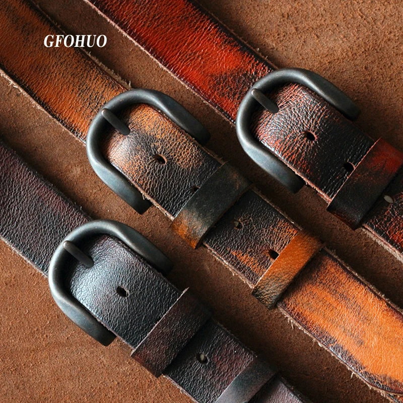 

Rugged full grain leather belt man casual vintage belts men genuine vegetable tanned cowhide original strap male girdle
