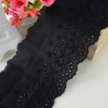 

10 yard 8cm 3.14" wide black fabric cotton embroidery tapes lace trim ribbon LY87 free ship