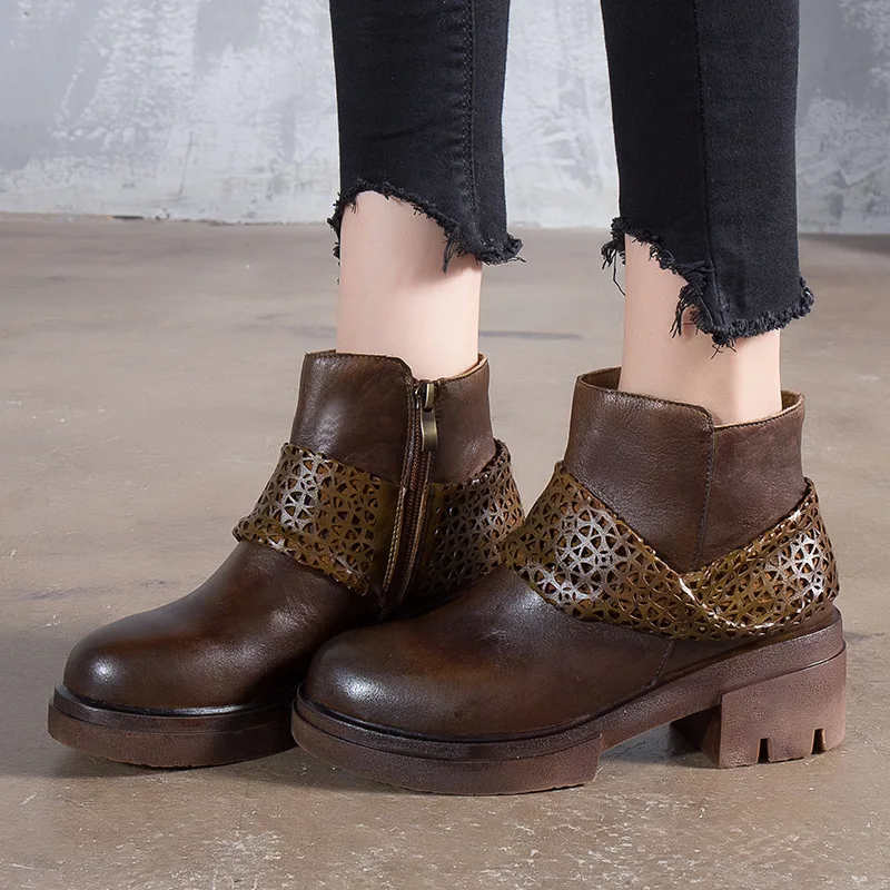 Women 6 CM High Heels Martin Boots Genuine Leather Winter Shoes Women 2018 Ankle Boots Leather Retro Women Handmade Boots Brand цена Women 6 CM High Heels Martin Boots Genuine Leather Winter Shoes Women 2018 Ankle Boots Leather Retro Women Handmade Boots Brand цены онлайн