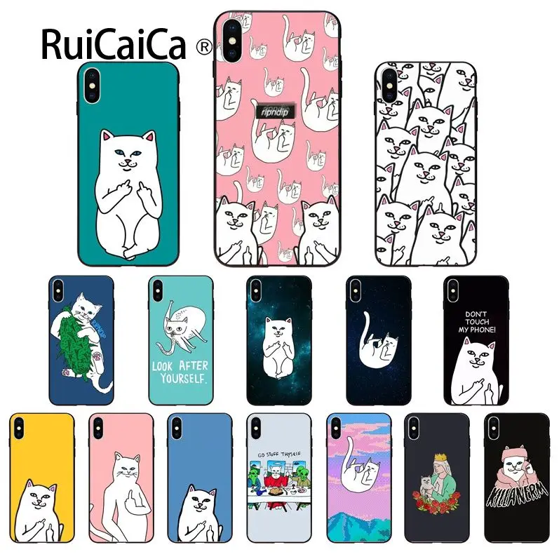 Чехол Ruicaica для мобильного телефона из ТПУ с изображением кота среднего пальца Apple