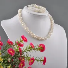 3 цвета пресноводного жемчуга ювелирный набор, модное ожерелье браслет набор для красивой невесты леди женский ювелирный набор, 30 компл./лот