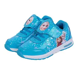 Эльза Туфли принцессы для девочек для детей 2017 Демисезонный мультфильм анна спортивные Обувь для маленьких Обувь для девочек детей