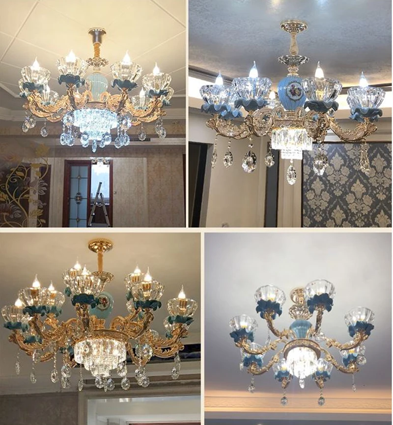 Lustre de Cristal para Sala Lustre de Cristal Conduziu a Lâmpada do Teto Luxo Estar Clássico Luminárias Quarto Lâmpada Ouro Cristal 36 clássico lustre de cristal luminárias quarto lâmpada