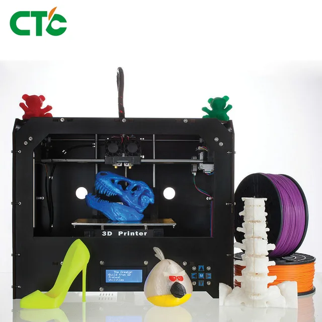 Special Price CTC 3D Printer Dual Extruder  + Dual nozzle  Two Color Printing 3d Printer / send 0.3KG Abs or Pla Spools for free US Stock