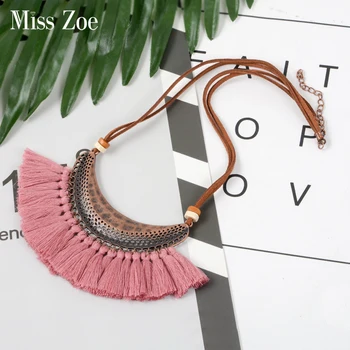 

21 colors Vintage Bohemian Ethnic Tassel Necklace for Women Leather Rope Statement Pendant Necklace BOHO Jewelry Accessories