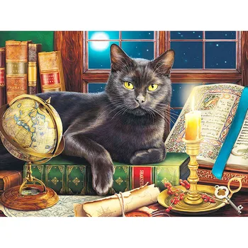

5D Diamond Painting Full Display Diamond Embroidery "Black cat "Cross Stitch Rhinestones Decor Home Gift CNN