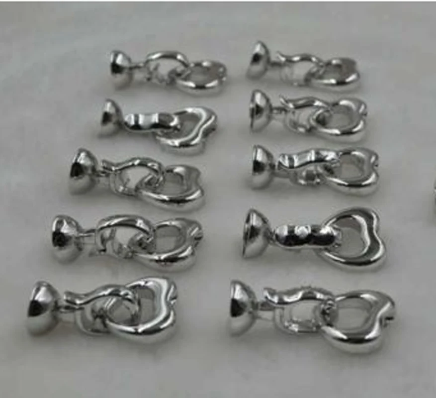 AAA Wholesale 50 pcs 7 5 13 20mm luster LOVE shape clasp silver color L2378 shape|Ювелирная фурнитура и компоненты| |