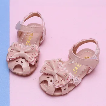 

COZULMA Baby Girls Princess Lace Bowtie Beach Sandals Children Soft Sole Summer Shoes Baby Kids Fashion Cut-outs Sandals Shoes