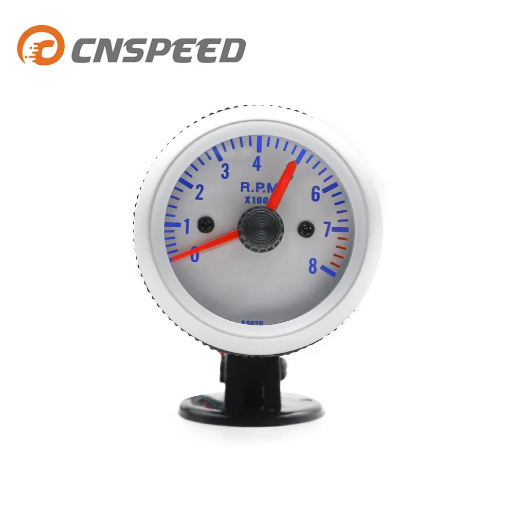 CNSPEED 52 мм тахометр об/мин автомобильный измеритель с держателем стручка 0~ 8000 об/мин Метр Белый светодиодный YC100030