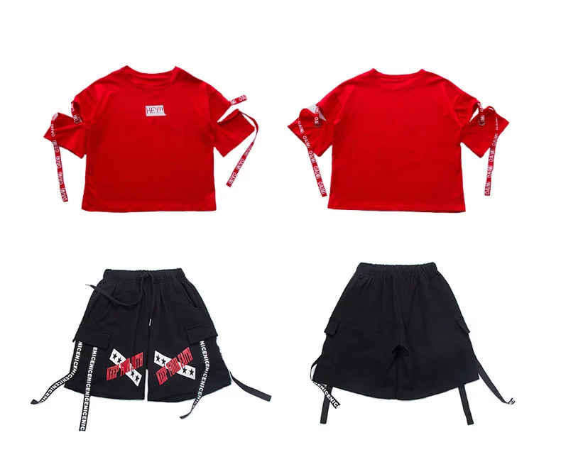 Детская одежда в стиле хип-хоп; длинные футболки; топы; повседневные шорты для девочек и мальчиков; костюм для джазовых танцев; одежда для бальных танцев; уличная одежда