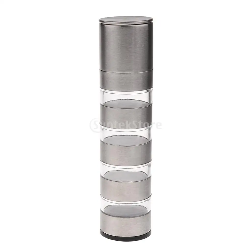 

4 in 1 Stainless Steel Salt Pepper Grinder Seasoning Box Condiment Bottle Spice Jar Camping Hiking Kitchen