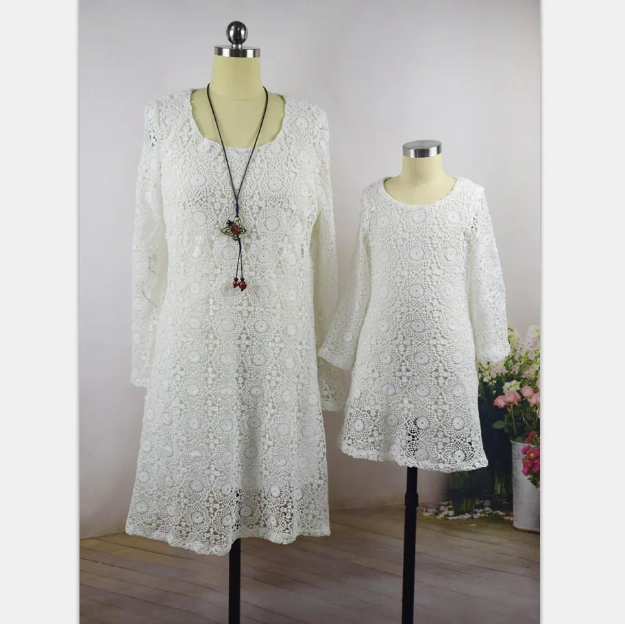 

family set mom and daughter dress summer fashion mommy and me clothes matching outfits baby boho 2019 new mama lace