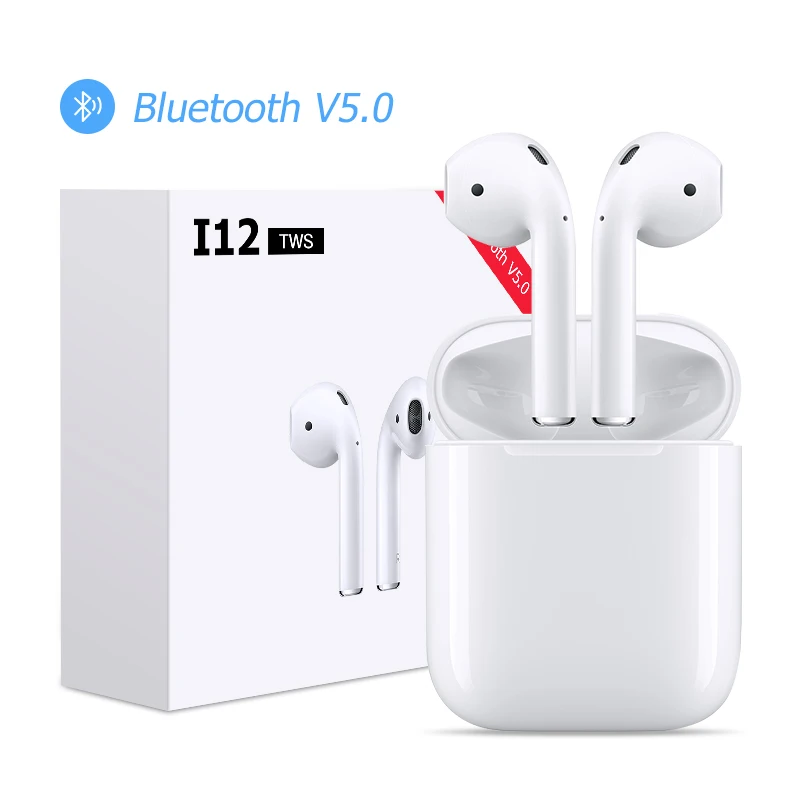 

i12 tws Bluetooth Earphone Wireless earphones for iPhone smart phone Touch control Earbuds i12 Surround Sound Charging case