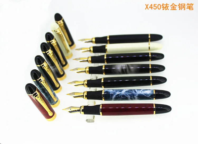 Jinhao X450 классика толстый корпус 1,0 мм изгиб перо каллиграфическая ручка высокого качества металлическая авторучка Роскошные чернила подарочные ручки для письма