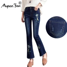 Винтажные джинсы для студентов, женские новые обтягивающие джинсы, женские джинсовые брюки с вышивкой, узкие женские джинсы, женские брюки
