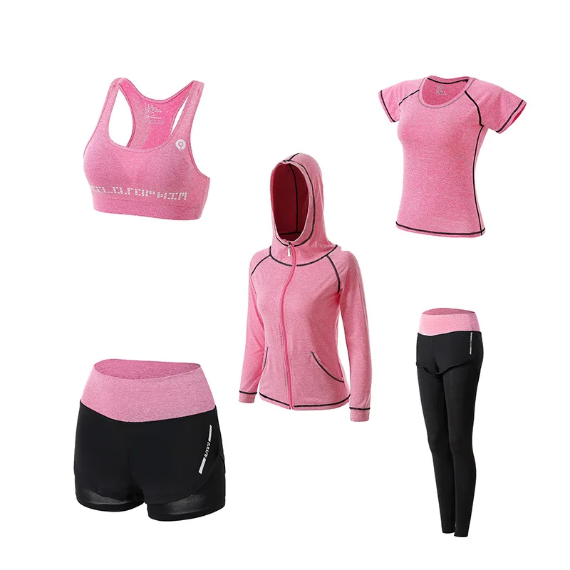 5 шт., женские комплекты для йоги, 5 шт., комплекты для бега, одежда для фитнеса, женский спортивный костюм, одежда для бега в спортзале, спортивная одежда для женщин, для спортзала
