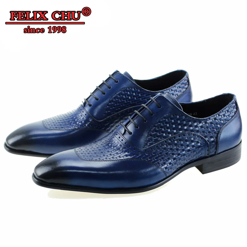 Роскошные итальянские дизайнерские туфли-оксфорды; Мужская обувь; кожаная обувь на шнуровке; цвет черный, синий; офисная обувь; Мужская обувь для работы - Цвет: Blue