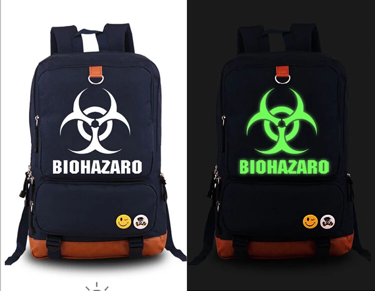 

New Film Resident Evil Backpack Fashion Canvas Student Luminous Schoolbag Unisex Travel Bags