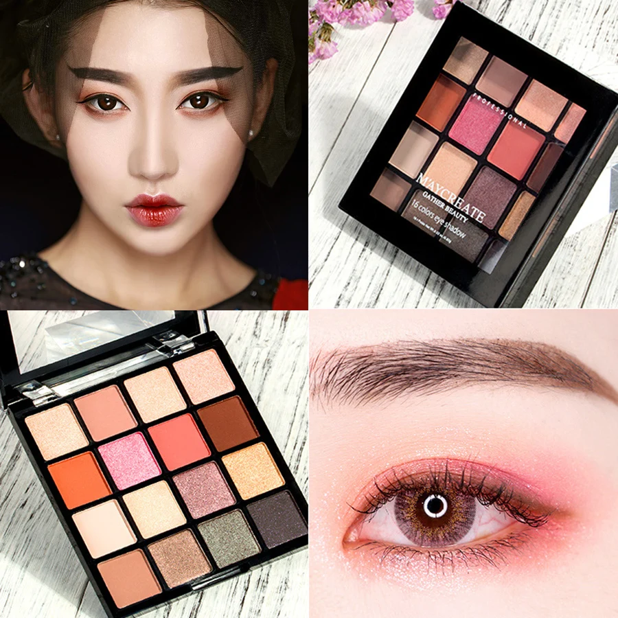 MayCreate 16 Color Eye Shadow Makeup Palette Eyeshadow Matte Metallic Palette Nude Eyeshadow Glitter Shimmer Korean 5